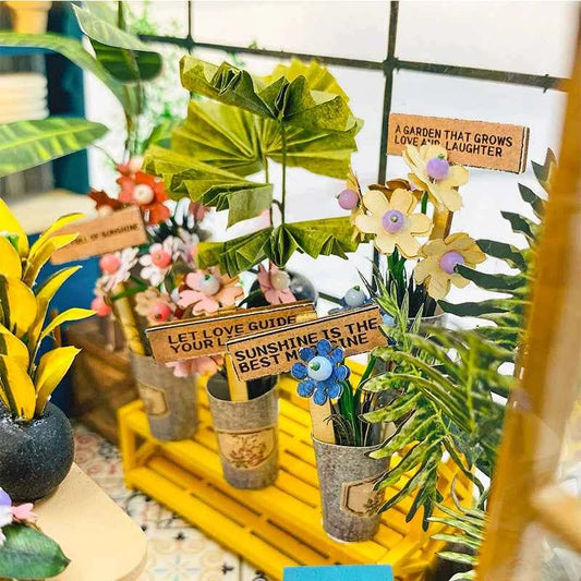 Wooden Miniature Dollhouse with LED Light Creative DIY Flower House Handmade 3D Puzzle Assembly Building Model Toys Doll Houses