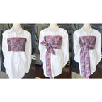 Traditional Japanese Kimono Yukata Obi Belt Crane Floral Printed Haori Belt Brocade Jacquard Waistband Shirt  Decor Accessories