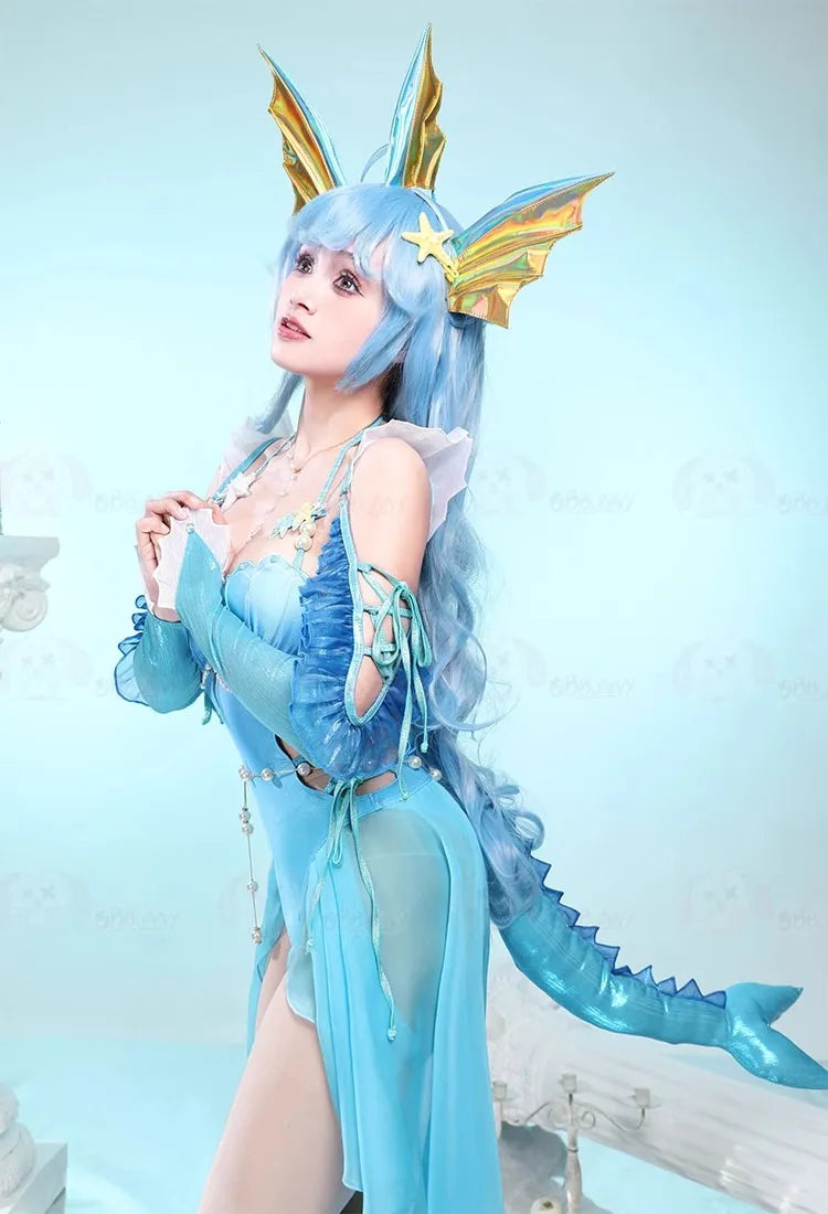 Anime Vaporeon Cosplay Costume Women's Sexy Bodysuit Tail Suit One-Piece Swimsuit Bathing suit Halloween Carnival Party Clothes