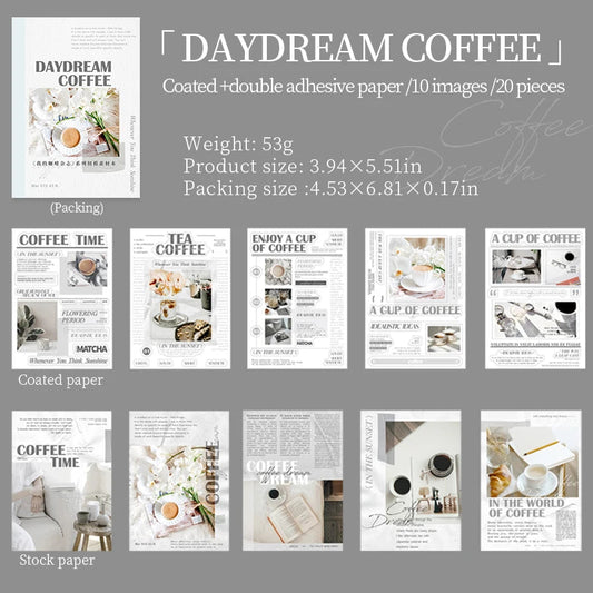 20 pcs Large Size Vintage Coffee Magazine Material Paper Aesthetic Material Book Retro Scrapbooking Journaling Decor Stationery SS69 8.69 A