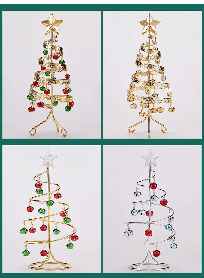 Iron Lace Christmas Tree Mini With Bell Star Desktop Ornament Ornament New Year Christmas Eve Gift Celebrate Party Xmas 2026
