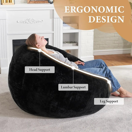 Bean Bag Chair, Comfy Giant Stuffed Bean Bags Chais W/Spacious Design for Reading, Playing or Relaxing, Bean Bag Couch for Adult