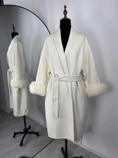 TARUXY Fox Fur Woolen Coats Women's Short Coat Office Lady Removable Elegant Double-sided Wool Overcoat 2025 New Cardigan Jacket