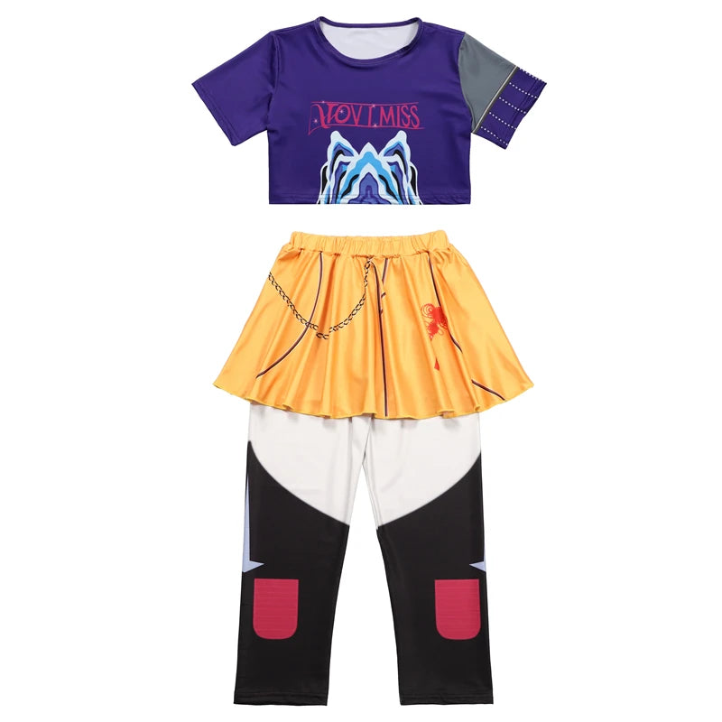 Rumi Girl Cosplay Costume Anime Mira Roleplay Outfit Trendy Dance Performance Wear Halloween Party Performance Costume