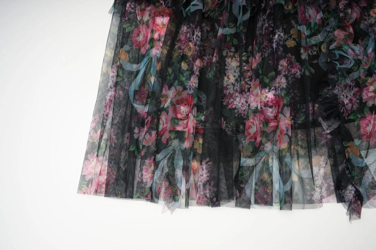 JAMERARY Fashion Floral Print Long Sleeve Maxi Dress For Women Summer Autumn Clothes Layers Ruffles Cake Dresses Evening SS69