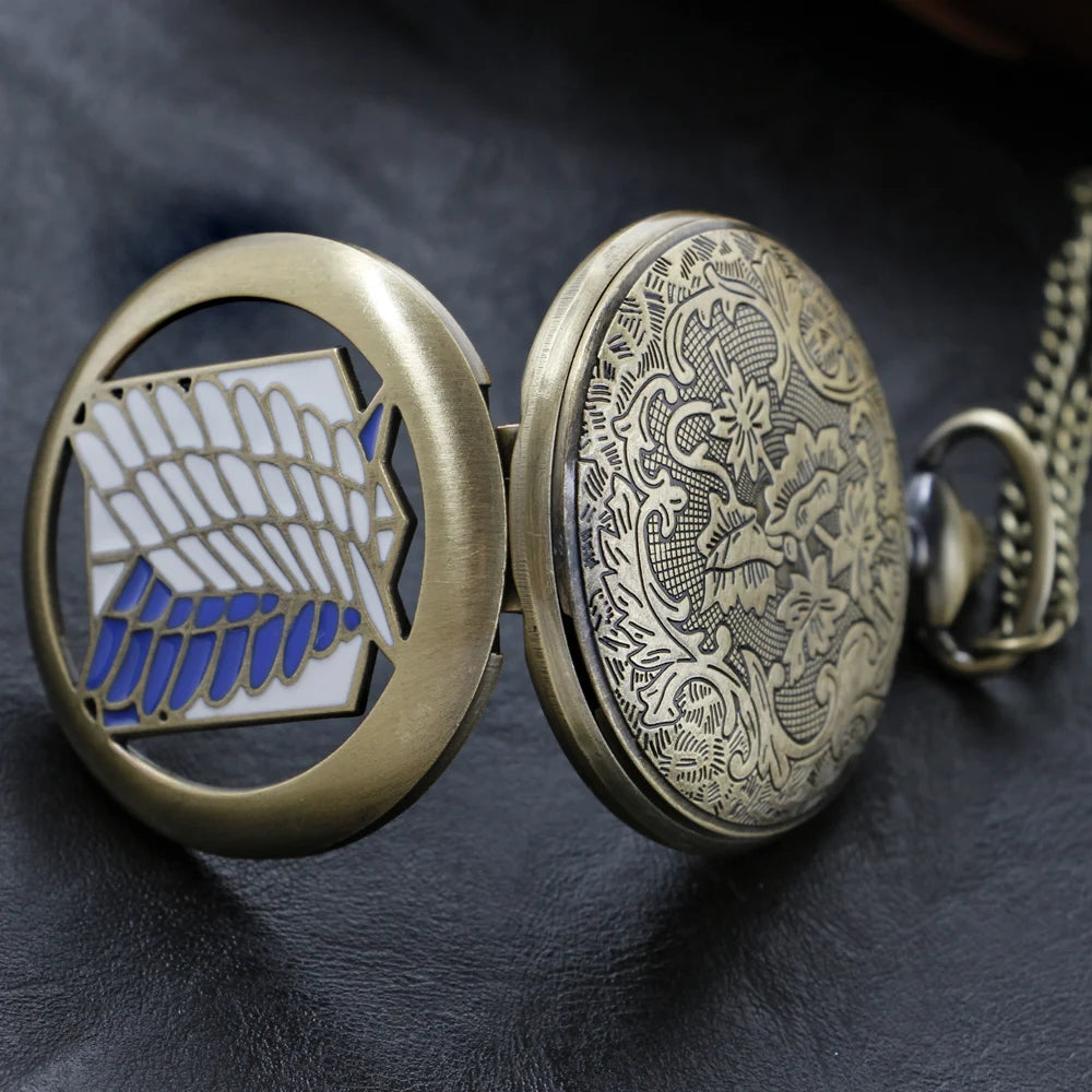 Giant Badge Anime Quartz Pocket Watch High Quality Unisex Necklace Pendant Jewelry Gift for Men and Women Religio Masculino SS69