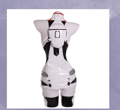Ayanami Rei Anime Cosplay Costume Set with Shoulder Armor and Wig