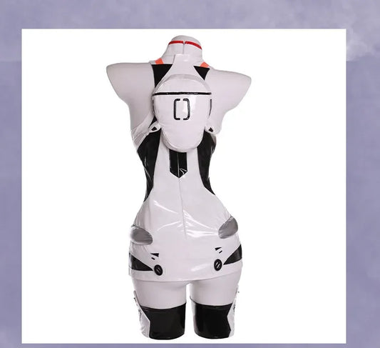 Ayanami Rei Anime Cosplay Costume Set with Shoulder Armor and Wig