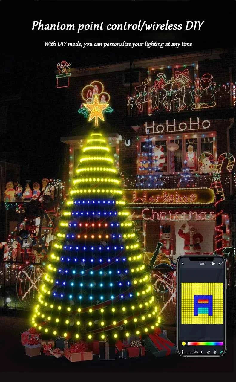 2.1M LED Christmas Tree Decorative Light Lntelligent IDeal LED APP Application Control DIY Lmage Light String for Quick Shipping