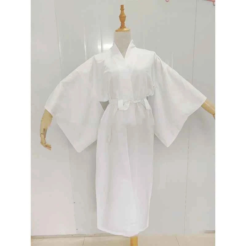 Japanese Kimono Juban Inner Gown Women Yukata White Long Bath Robe Adult Intimate Kimono Inner Wear Lining With Belt Cosplay