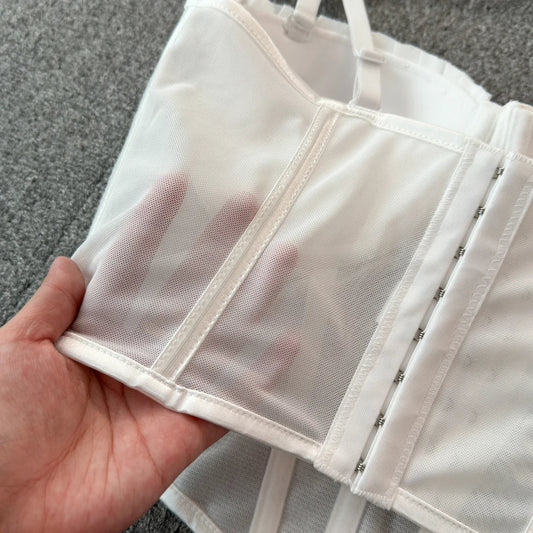 korean fashion mesh summer Fashion fishbone camis Corset  Slim Hotsweet Tank Top Women sweet crop top SS69