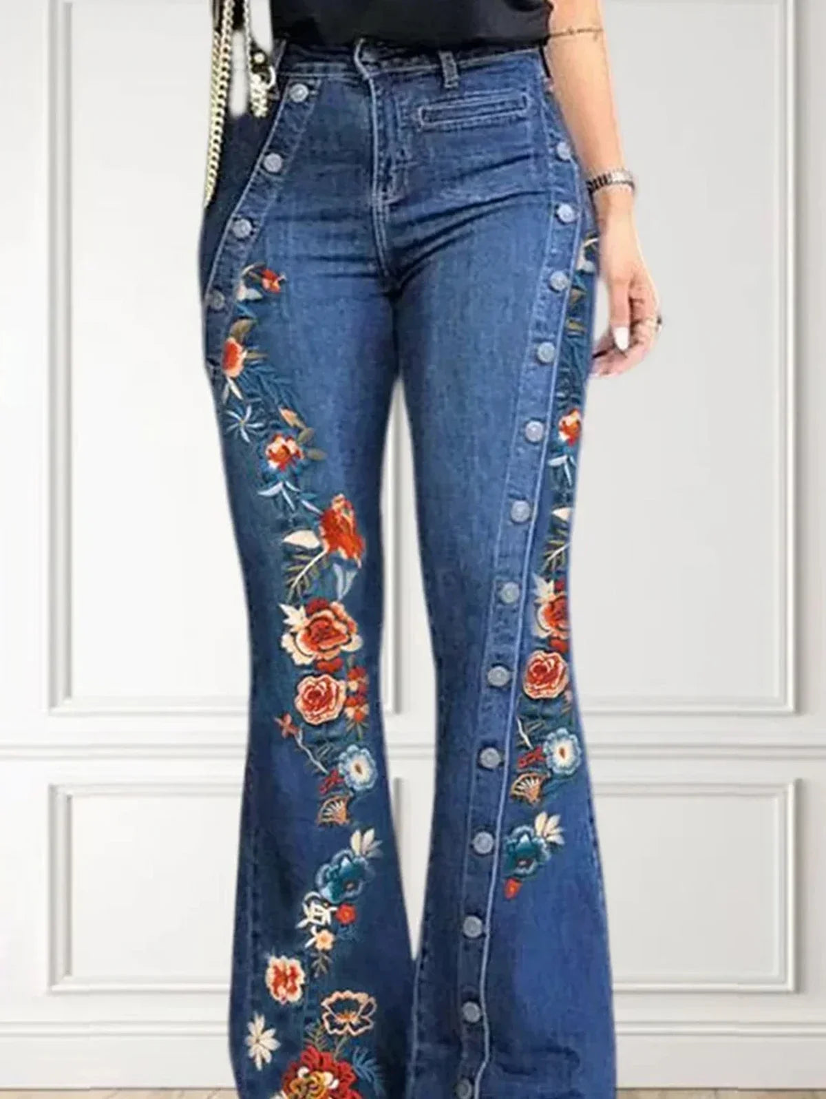 Women's Retro High Waisted Wide Leg Jeans Casual Street Fashion Patchwork Retro Street Fashion Harajuku Y2K Pants Trousers SS69