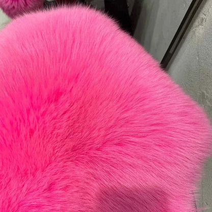 Winter Long Fur Coats Winter Female Natural Fox Fur OutWear Full Pelt Real Fox Fur Jackets with Long Sleeve