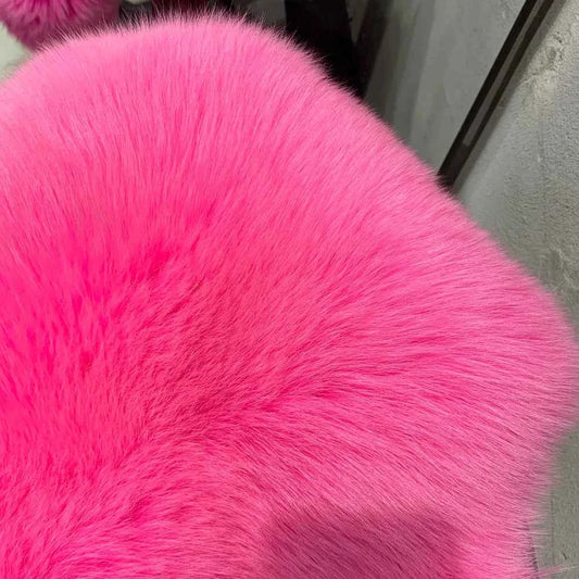 Winter Long Fur Coats Winter Female Natural Fox Fur OutWear Full Pelt Real Fox Fur Jackets with Long Sleeve