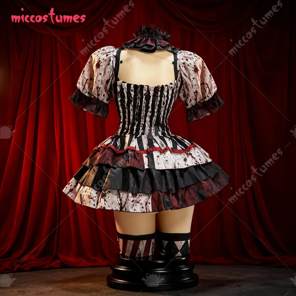 【Ready for Ship】Miccostumes Women's Vintage Dark Clown Dress Set for Halloween Joker Cosplay Costume
