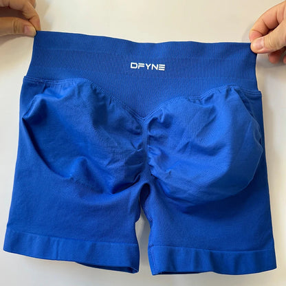 Dfyne Impact Brand Shorts 4.5'' Low Waist Seamless Yoga Shorts Scrunch Bum Gym Shorts Women Workout Biker Stretch Fitness Short SS69