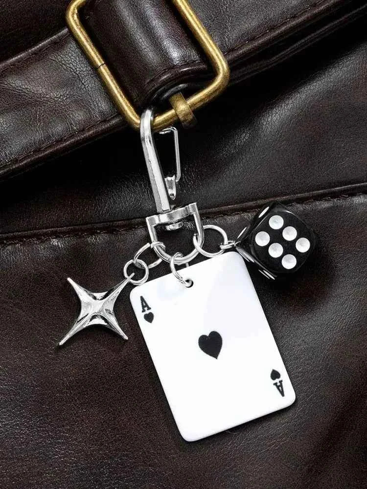 1pc Poker Dice Star Keychain, Retro Cool Style, Suitable for Bag Charm / Key Decoration / Personalized Accessory