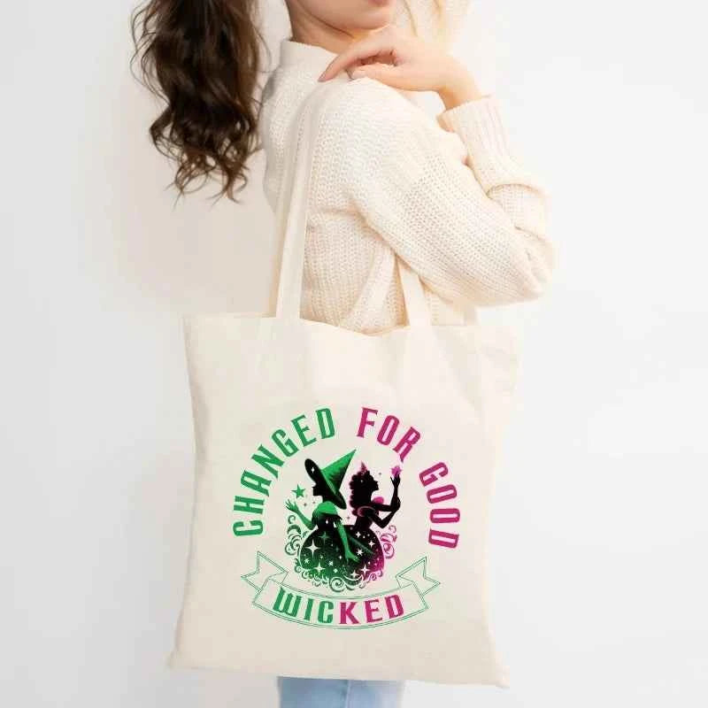 Wicked The Musical Canvas Tote Bag Glinda Elphaba Inspired Musical Lover Gifts Shopping Bag Musical Theater Fans Gift Handbag