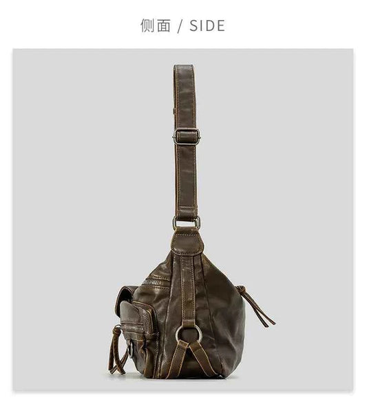 Vintage Multiple Pockets Women Shoulder Bags Luxury Washed Pu Leather Crossbody Bag Retro Motorcycle Bag Y2K Sac for Girls 2024
