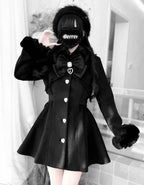Japanese Mass-Produced Long Wool Collar Coat 20% Wool Waist-Cinching Sweet Girl Long Sleeve Slim Fit Elegant Lolita Woolen Coat