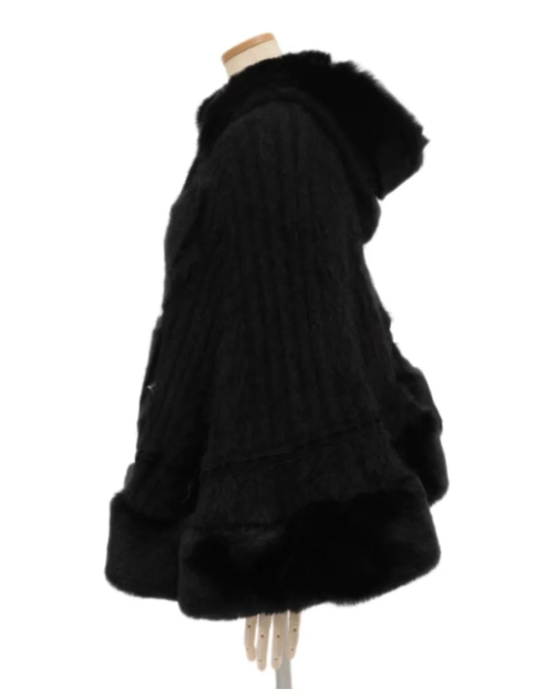Godivana Lolita Faux Fur Cape Coat with Bow & Rhinestones
