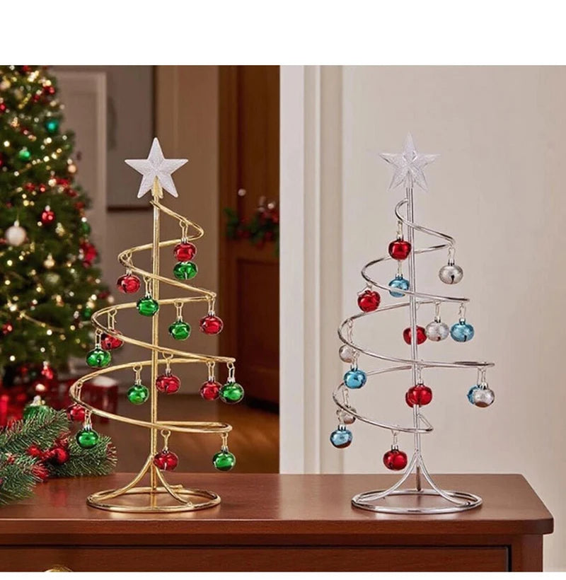 Iron Lace Christmas Tree Mini With Bell Star Desktop Ornament Ornament New Year Christmas Eve Gift Celebrate Party Xmas 2026