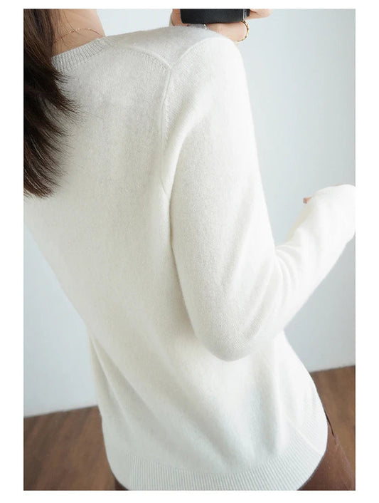 Autumn And Winter Cashmere Sweater Women's Crew Neck Pullover Casual Knitted Top Women's Short Undercoat Fashion 18 Colors SS69