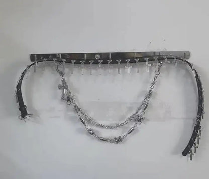 Women Girl HAND MAKE Gothic Lolita Punk Harajuku bling bling skull laziness belt waist belt  Lolita cosplay party belt gift SS69 25.69 BELT1 BLACK / 105-110CM