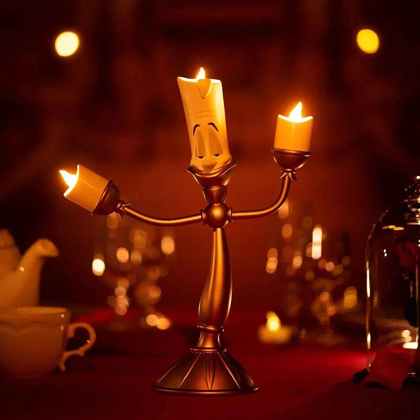Beauty And The Beast Toys Anime Figure Night Lights Candlesticks Cogsworth Clock Ornaments Collectible Model Gift jewelry box