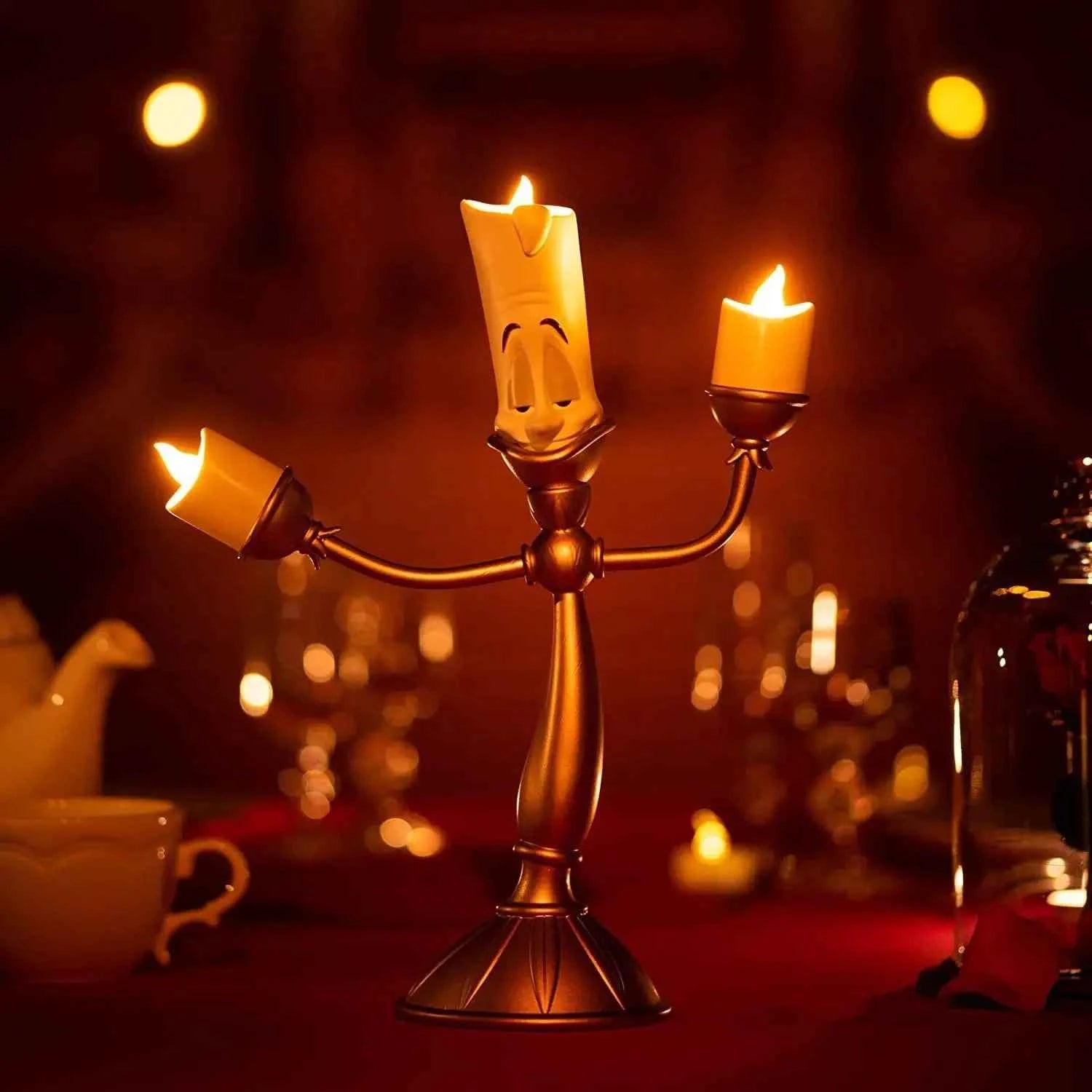 Beauty And The Beast Toys Anime Figure Night Lights Candlesticks Cogsworth Clock Ornaments Collectible Model Gift jewelry box