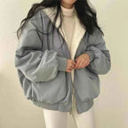 Smvp Winter Thicken Warm Parkas Women Fashion Double Sided Hooded Fleece Coat Ladies Korean Loose Long Sleeve Zip Up Jackets
