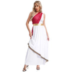 Womens Ancient Greek Princess Dress Goddesses Toga Costume for Halloween Carnival Party Deity Queen Cosplay Chiffon Robe Gown