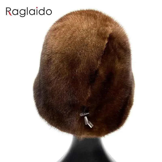 Hot Luxury Women Hat Real Mink Fur Winter Fashionable Woman Bucket Hats Cold Cap Outdoor Warm Snow Fur Bucket Hat Dome Nana hats