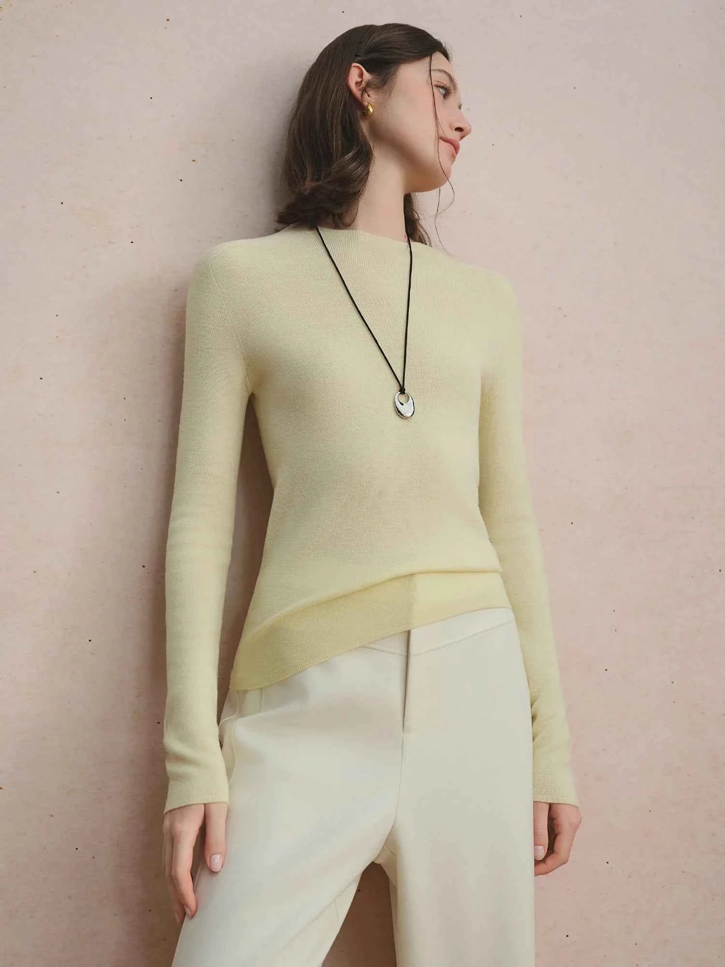 DUSHU Seamless Half-high Collar Pure Wool Pullovers Women Plus Size Autumn Winter Bottoming Sweater Solid Soft Breathable Tops