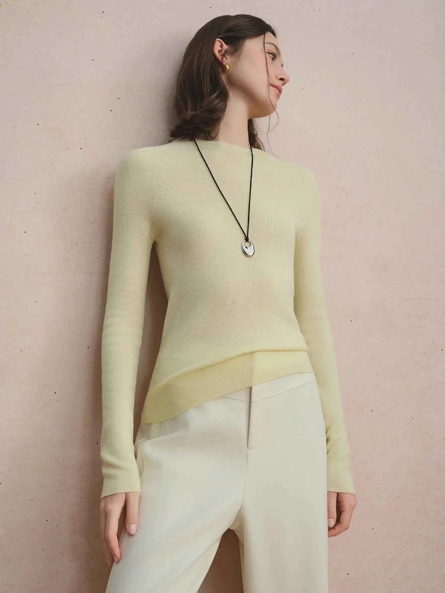 DUSHU Seamless Half-high Collar Pure Wool Pullovers Women Plus Size Autumn Winter Bottoming Sweater Solid Soft Breathable Tops