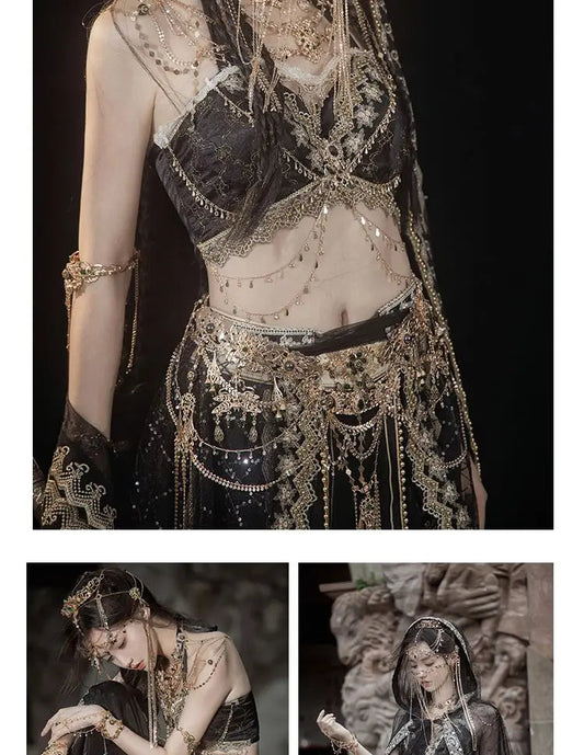 2025 chinese characteristic dunhuang feitian hanfu exotic princess folk dance suit travel photography hanfu clothes+accessories SS69