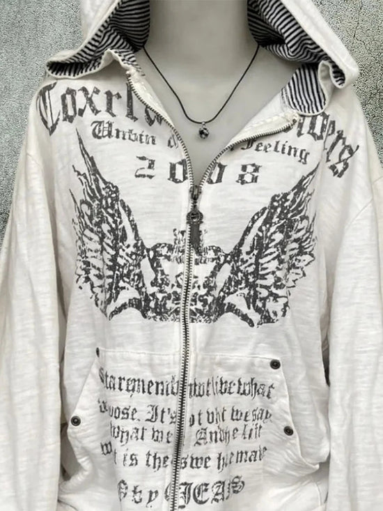 ey Zipper Hoodie ex Loose Lazy Sle High Street Retro American Letter Print Long Sve Sweatirt Autumn Winter Coat SS69