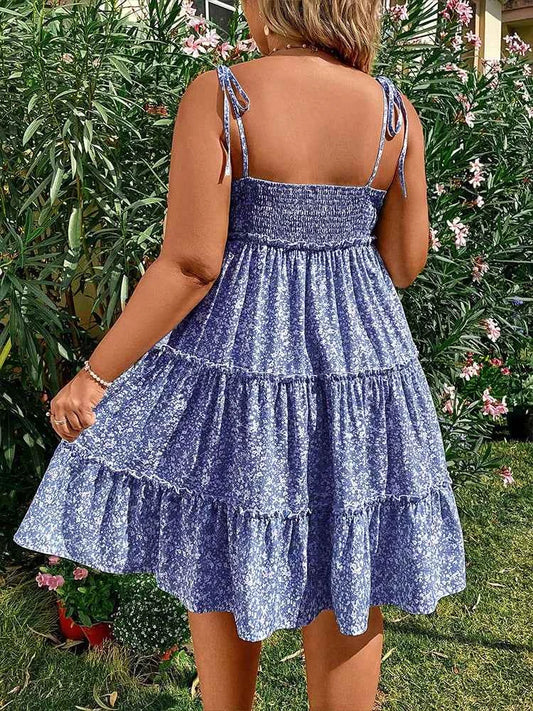Plus Size 2025 Summer New Women's Halter Backless Hollow Out Short Sleeve Dress Bohemian Mini Floral Dress Best of Summer