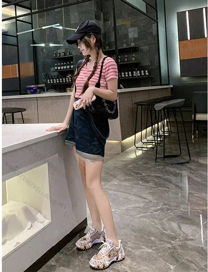 Women's Casual Sneakers Fashion Luxury Rhinestone Ladies Shoes 2024 New Outdoor Platform Female Sports Shoes Vulcanized Shoes SS69