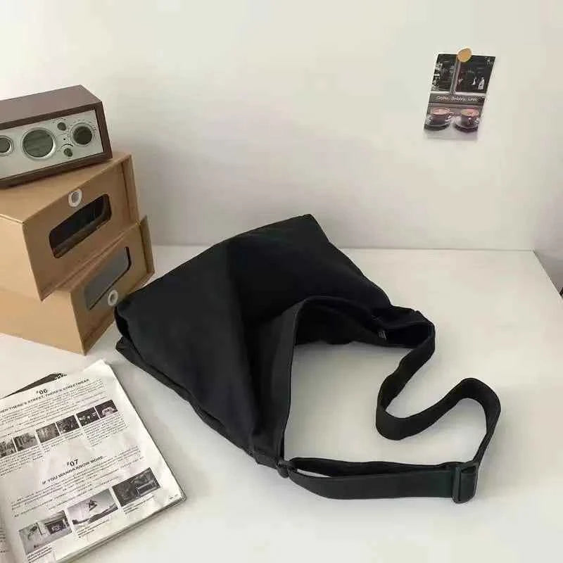 Simple Shoulder Bags Men Solid Cleanfit Unisex Bolsos Vintage Thicken Autumn Japanese Harajuku Canvas Large Capacity Handbags