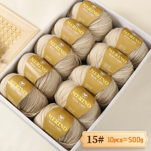 500g of High-Quality 212 Medium-Fine Alpaca Wool Yarn, Suitable for Knitting Sweaters, Scarves, and Hats, 10 Skeins/Pack