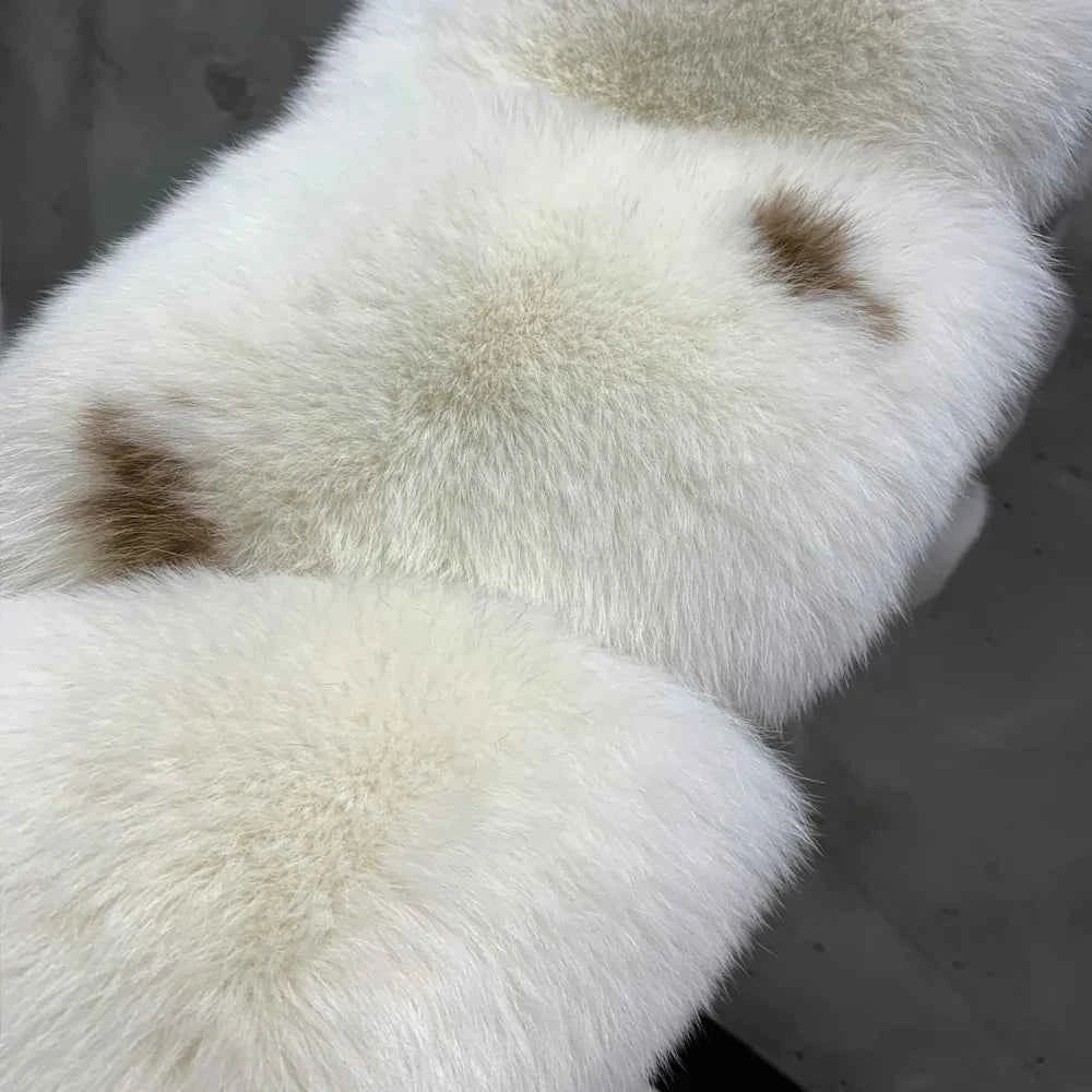 Winter Long Fur Coats Winter Female Natural Fox Fur OutWear Full Pelt Real Fox Fur Jackets with Long Sleeve