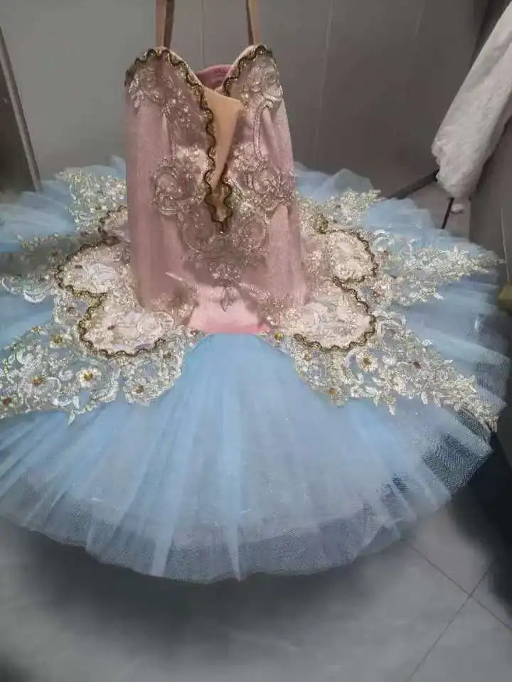 SS69 Girls Ballet Tutu Dress with Hard Mesh Skirt for Dance Performance