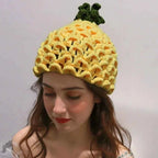 Creative Warm Knitted Fruit Hat Thick Soft Strawberry Pullover Cap Brimless Stretchy Skiing Hat Winter Head Accessory