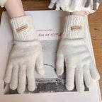Korean Style High-Quality Women's Knitted Gloves Touch Screen Fingerless Washable Full Finger Gloves