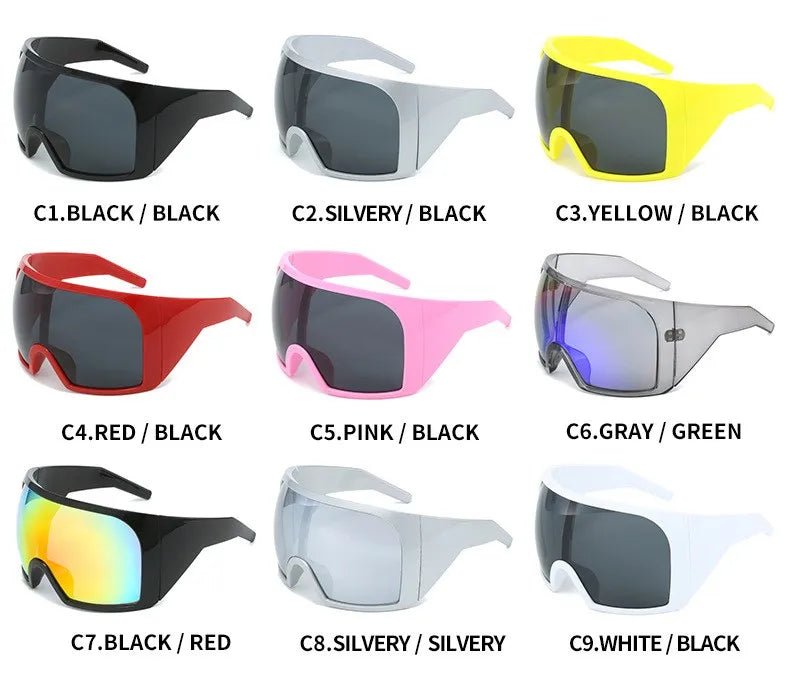Oversized Punk Shield Sunglasses Women Men Big Frame 2024 Luxury Brand Steampunk Mask Sun Glasses For Ladies Sports Goggle UV400 SS69