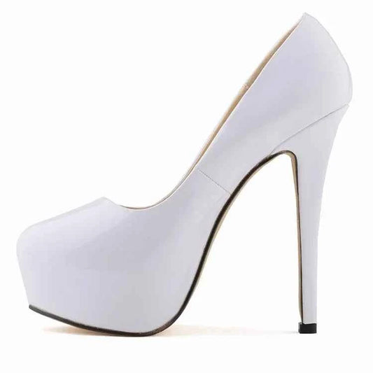 Women Sexy Pumps Stilettos 14cm Super High Heels Round Toes Platform Thin Heel NightClub Party Dress Red Wedding Shoes Big Size