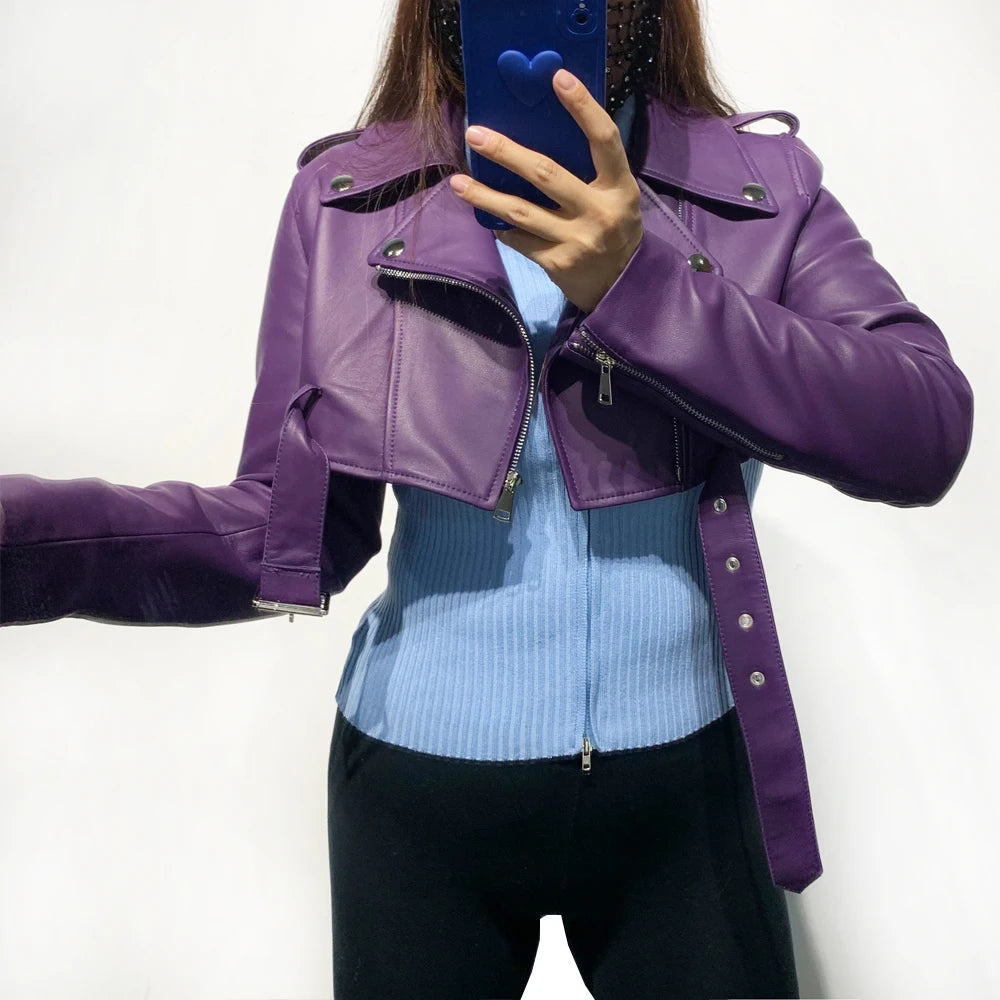 GO BALLISTIC Women's Sheepskin Leather Jacket - Short, Colorful