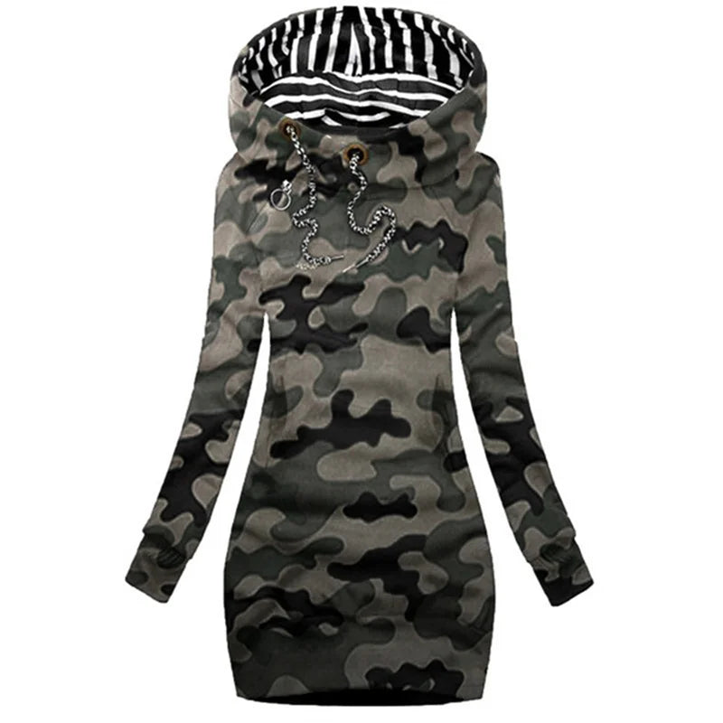 Hoodie Dress Casual Solid Colour Long Sleeve Drawstring Hoodie Dress Slim Hooded Pullover Sweatshirt Dress SS69
