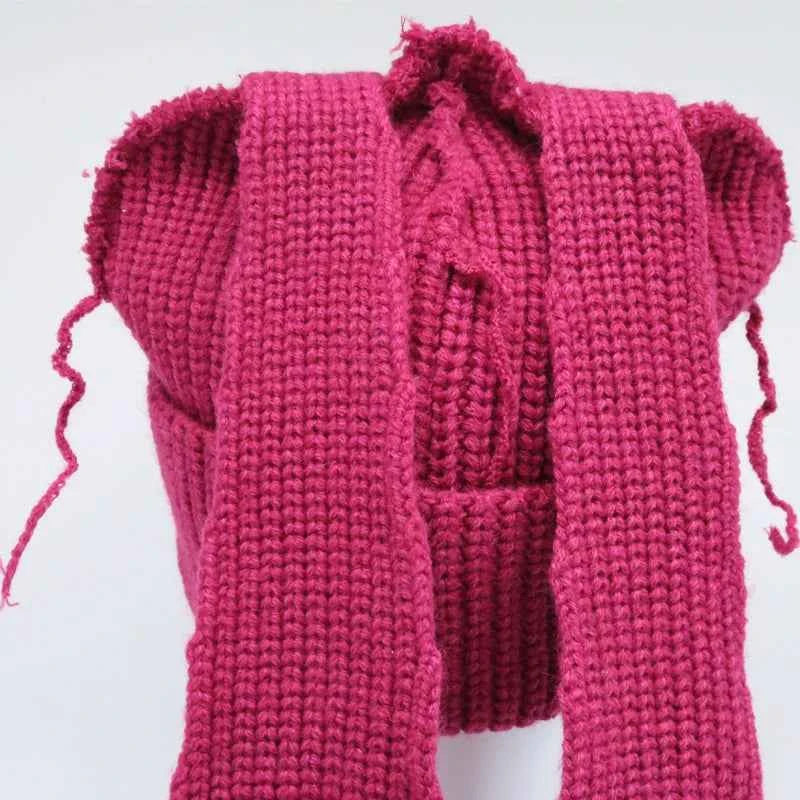 Long fox Ears Knitted Hat Men Women Rabbit Ear Warm Crochet Beanies Kpop Hip Hop Hat Winter Skullies Cap Y2k Christmas Gifty
